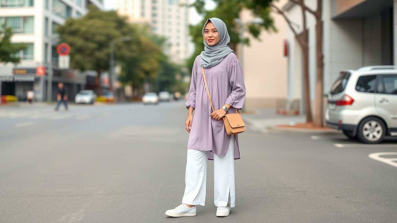 OOTD Baju Ungu + Celana Putih untuk Hijabers: Gaya Segar yang Tetap Modis & Sopan