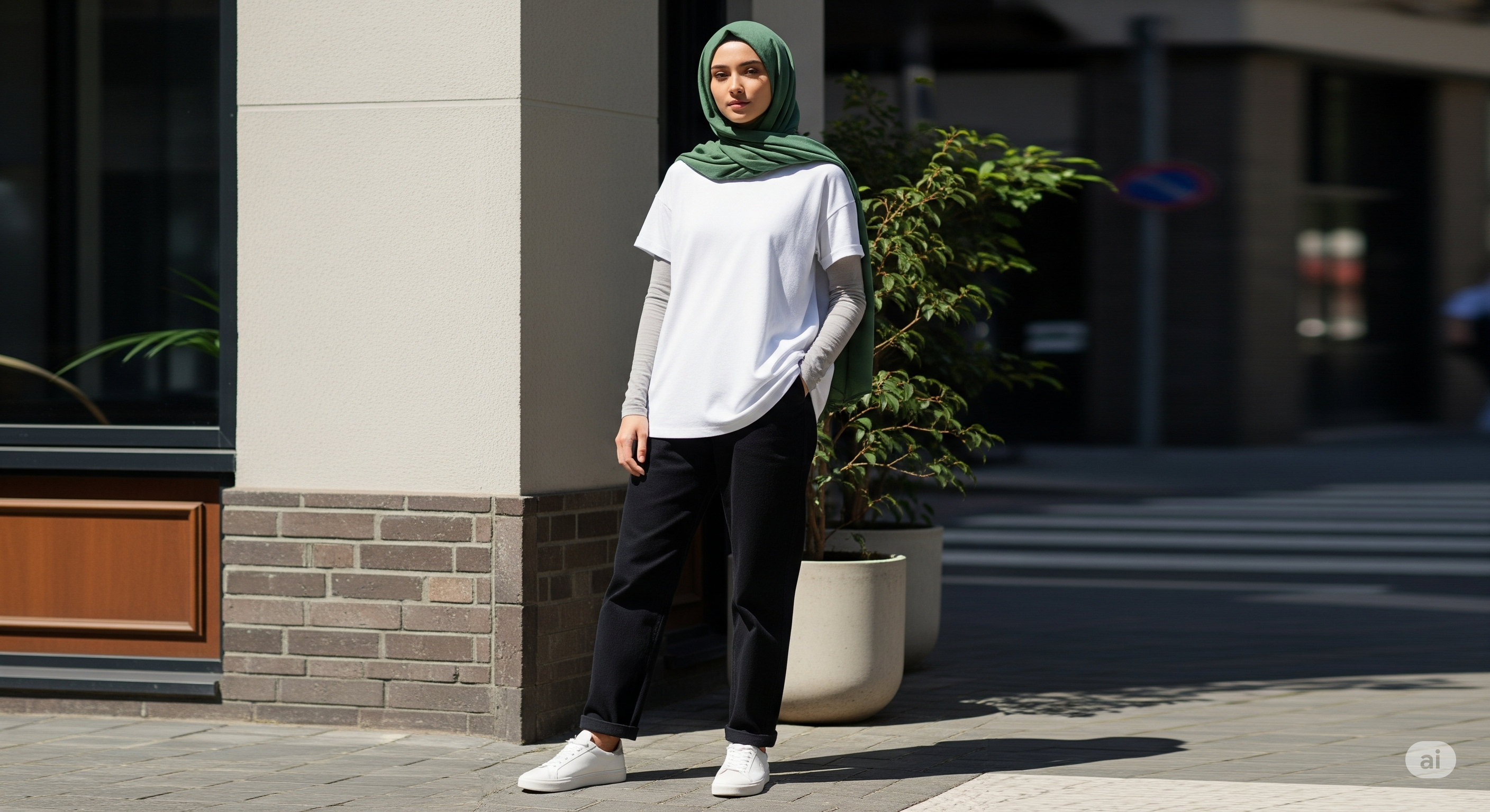 ootd kaos putih polos wanita hijab