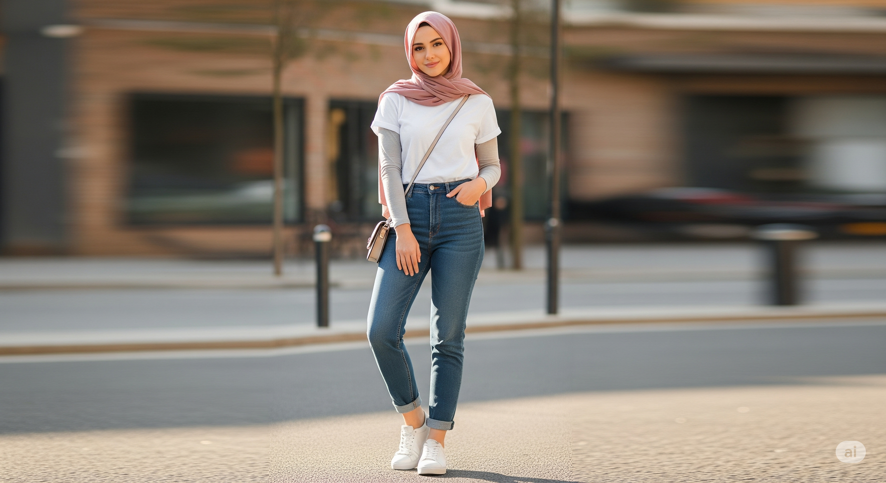 ootd kaos putih polos wanita hijab