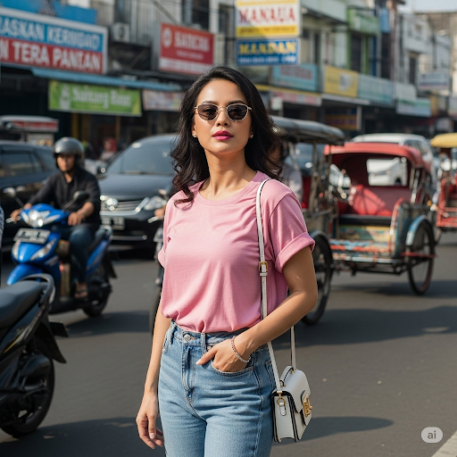 OOTD T-Shirt Pink Wanita Stylish & Modis di Medan | Jaya Intero Medan